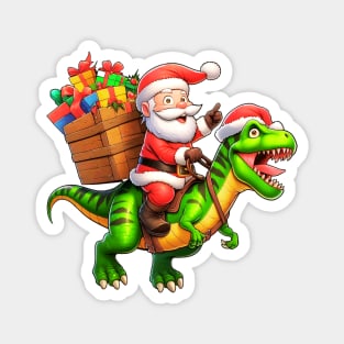 Santa Claus Riding T-REX Magnet