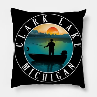 Clark Lake Fishing Michigan Sunset Pillow