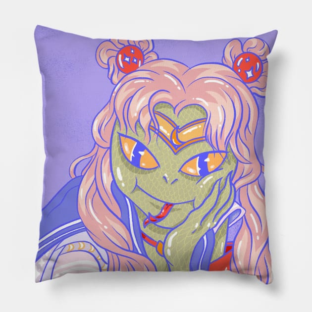 Snakelor Moon Pillow by LauraOConnor