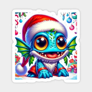 Joyful Baby Murloc in Santa Hat: Christmas Adventure Magnet