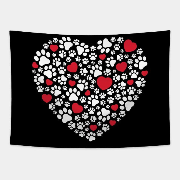 Paw Print Heartbeat Tapestry by TeddyTees