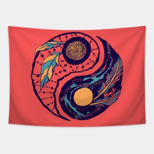 Retro Triad Yin Yang Tapestry