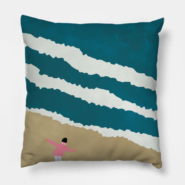 Minimalist Beach, Illustration, Scandi, Nordic Wall Art Pillow by Colorable