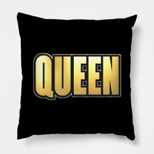 Shiny black and Gold QUEEN word ver2 Pillow