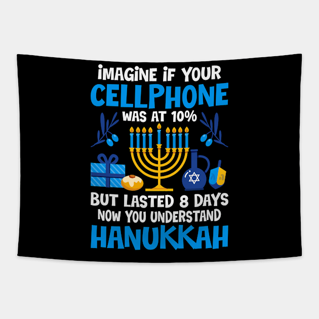 Funny Hanukkah Cellphone Chanukkah Tapestry by skylervario