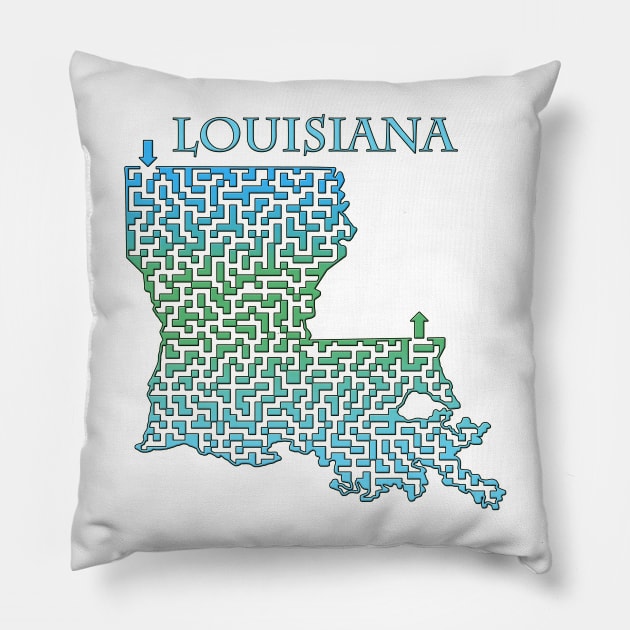 State of Louisiana Colorful Maze Pillow by gorff