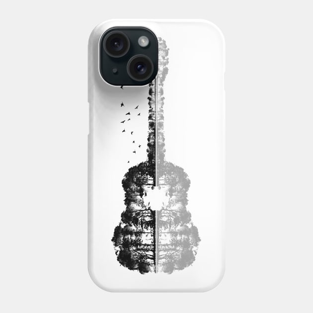 Forest Nature Guitar - Trees and Birds Phone Case by Area31Studios