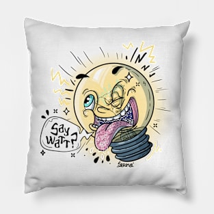 Say Watt? funny lightbulb pun Pillow