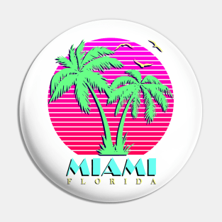 Miami Florida Palm Trees Sunset Pin