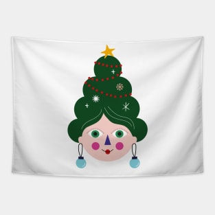 Christmas  tree winter holidays merry christmas humor funny gift present Tapestry