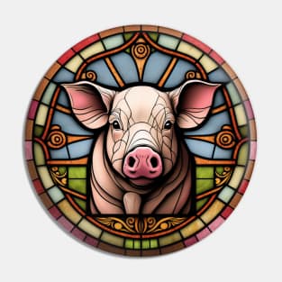 Stained Glass Pig Pin