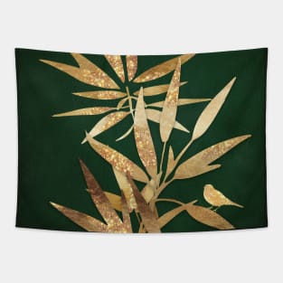 Golden Bamboo Leaves Tapestry