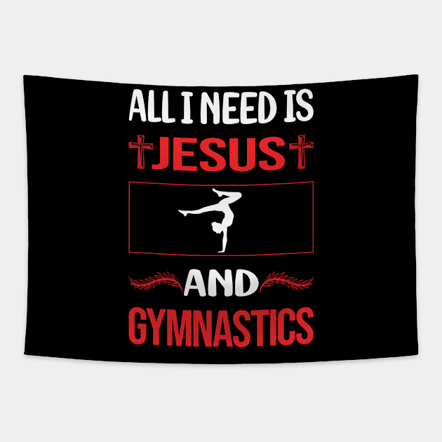 Funny Jesus Gymnastics Gymnast Tapestry by Happy Life