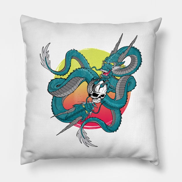 Twin Dragon Pillow by BrickorBrackdesigns