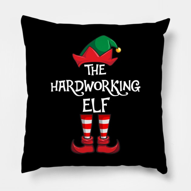 Hardworking Elf Matching Family Christmas Pillow by hazlleylyavlda