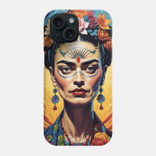 Frida's Vibrant Vision: Colorful Portrait Phone Case