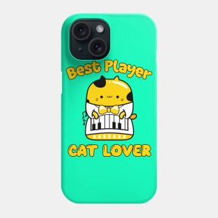 Best player and cat lover, funny cartoon cat playing piano Phone Case
