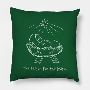 Religious Line Art Christmas Jesus The Reason for the Season Pillow