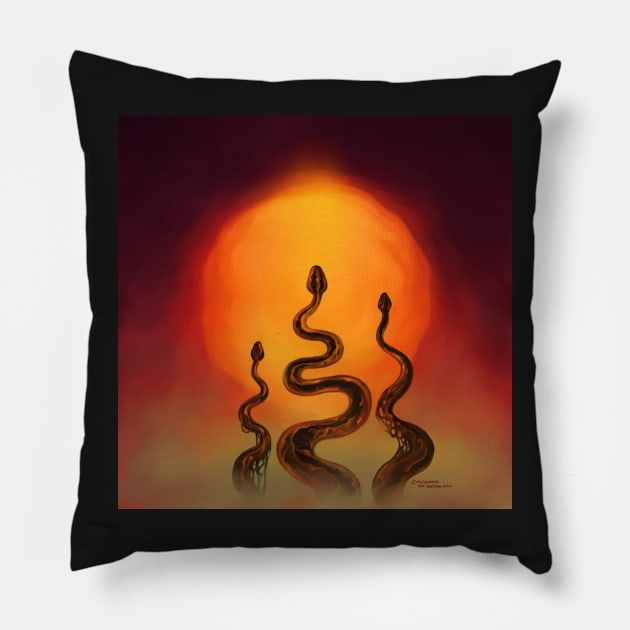 Larman Clamor - "Journey Of The Serpents" Pillow by zeichentier