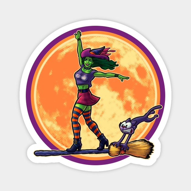 Surfer Witch Magnet by DerryProducts