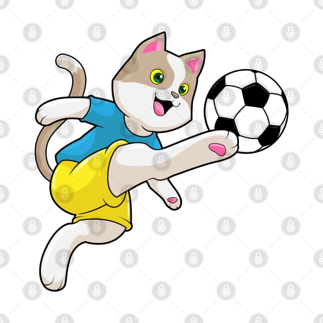 Cat as Soccer player with Soccer ball by Markus Schnabel