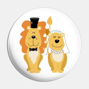 Lion and Lionness Wedding Couple Bride and Groom Pin