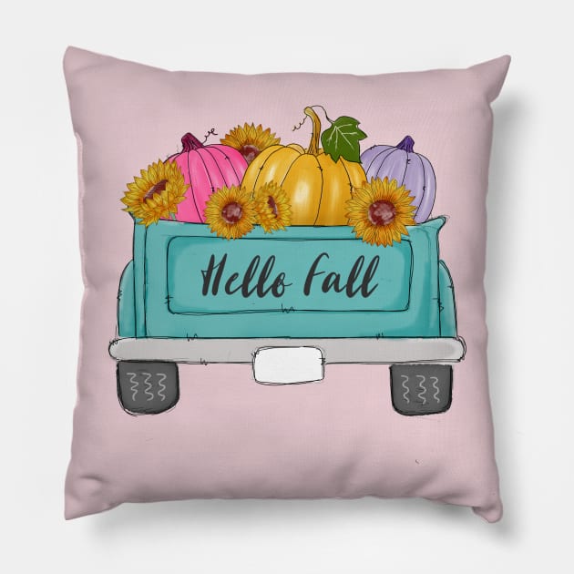 Hello fall truck Pillow by Peach Lily Rainbow