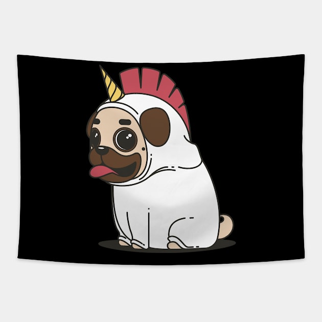 Unicorn Pug Tapestry by BellaTilly