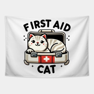 First Aid Cat Pun Nurse Doctor Healthcare Novelty Funny Cat Tapestry