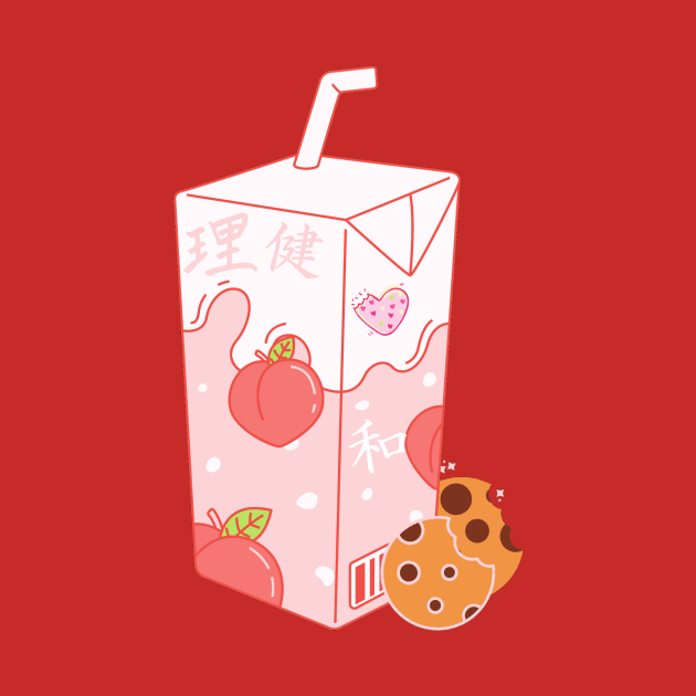 Kawaii japanese strawberry milk and cookies by LukjanovArt