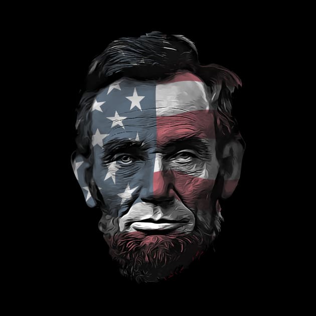 President Abraham Abe Lincoln with USA Flag Overlay by hobrath