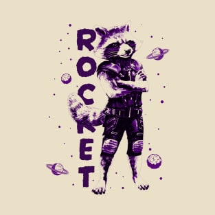 raccoon Rock - space retro element T-Shirt