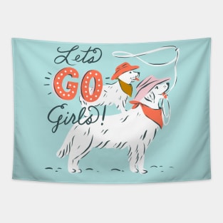 Lets Go Girls Western Dogs Tapestry