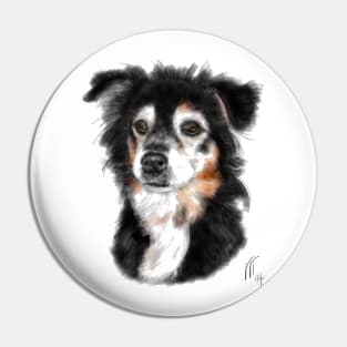 Serious Black and White Pooch Pin