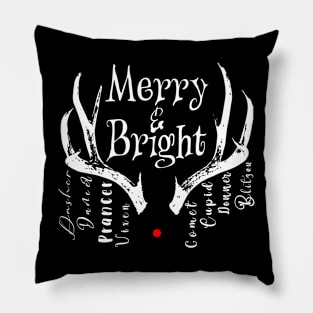 Merry and Bright in Light Font Pillow