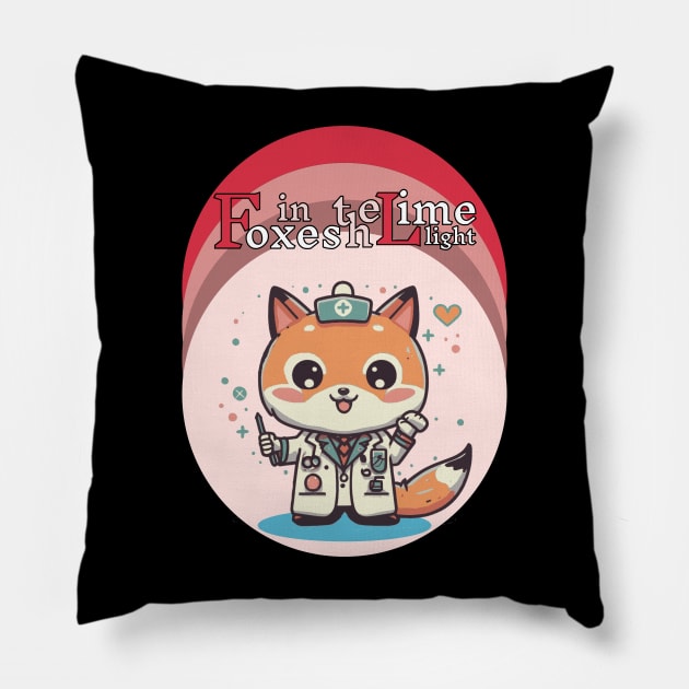 Foxes In the Lime Light Pillow by pmArtology
