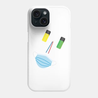 Funny face illustration, Markers, pencils and face mask Phone Case