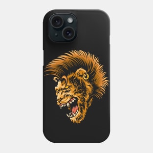 Punk Rock Lion with Mohawk Mane Phone Case