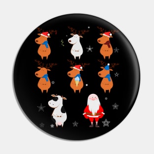 Reindeers & Santa Claus Funny Vintage Ugly Christmas Sweater Pin