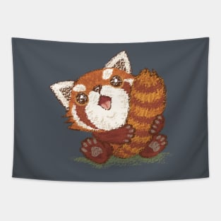 Red panda which holds a tail Tapestry