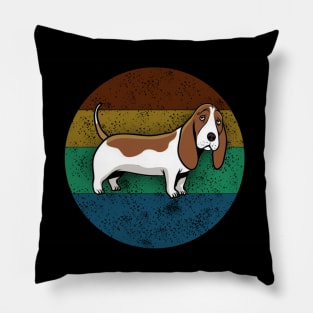 Cute Vintage Retro Basset Hound Pillow