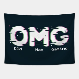 OMG Old Man Gaming Pixelated Arcade Pun Tapestry