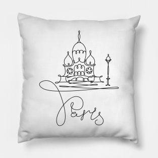 One line sketch of Sacre Coeur in Paris Pillow