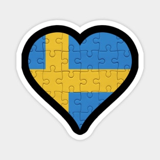 Swedish Jigsaw Puzzle Heart Design - Gift for Swedish With Sweden Roots Magnet