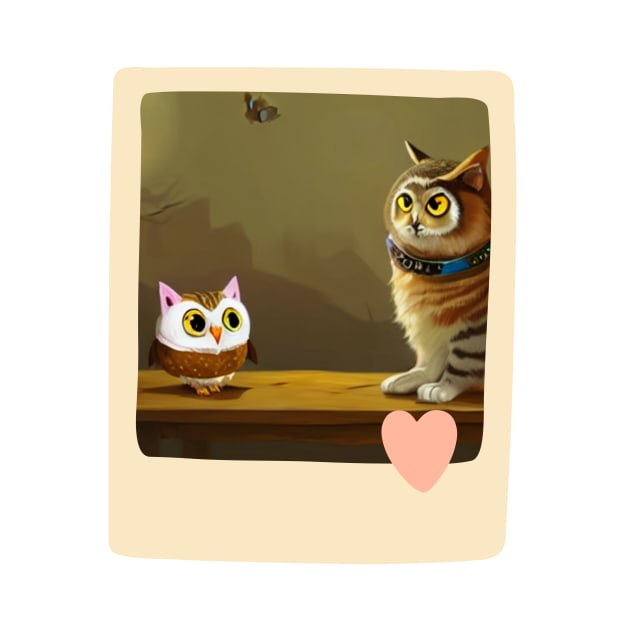 A Cat and An Owl Funny Pet Owner Love Frame by Trendy-Now