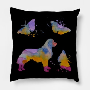 Golden Retriever Art, Colorful Dog, Dogs With Butterflies Pillow