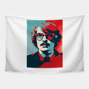 Abstract pop art style portrait of man in glasses Tapestry