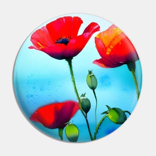 Spring Sky Red Poppy Flowers Digital Art (MD23Mrl001) Pin