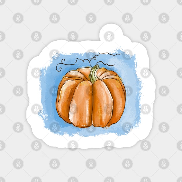 Autumn Pumpkin Watercolor Illustration Magnet by denizko