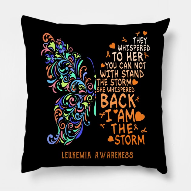 leukemia butterfly i am the storm Pillow by TeesCircle